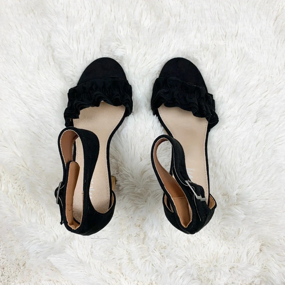 Mi.iM Emmeline Black Ruffle Trim Two Band Heel